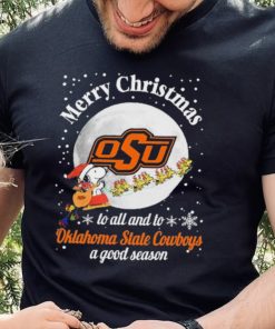 Peanuts Snoopy Merry Christmas To All And To All A Oklahoma State Cowboys A Good Season Shirt