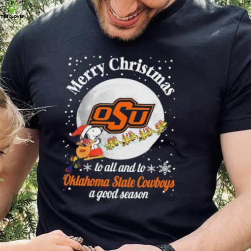 Peanuts Snoopy Merry Christmas To All And To All A Oklahoma State Cowboys A Good Season Shirt