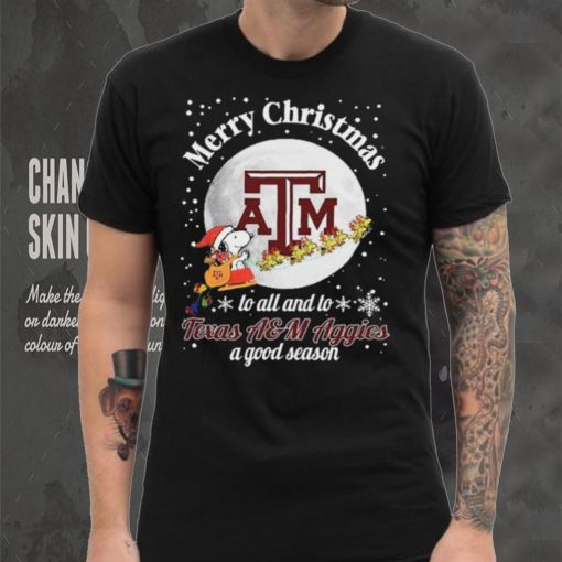 Peanuts Snoopy Merry Christmas To All And To All A Texas A&M Aggies A Good Season Shirt