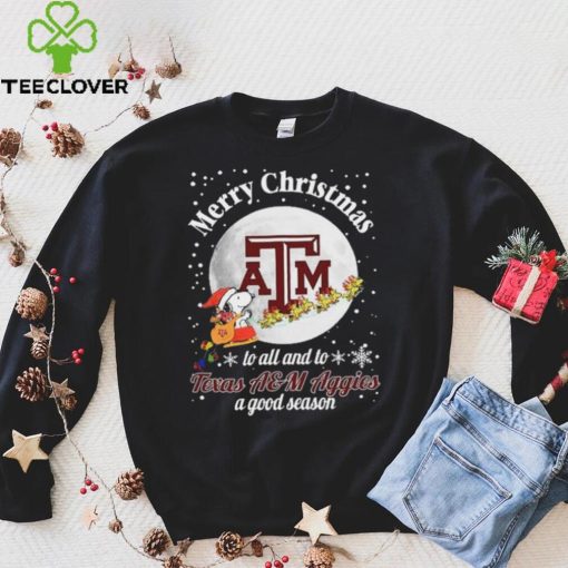 Peanuts Snoopy Merry Christmas To All And To All A Texas A&M Aggies A Good Season Shirt