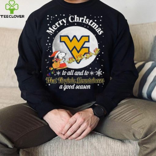 Peanuts Snoopy Merry Christmas To All And To All A West Virginia Mountaineers A Good Season Shirt