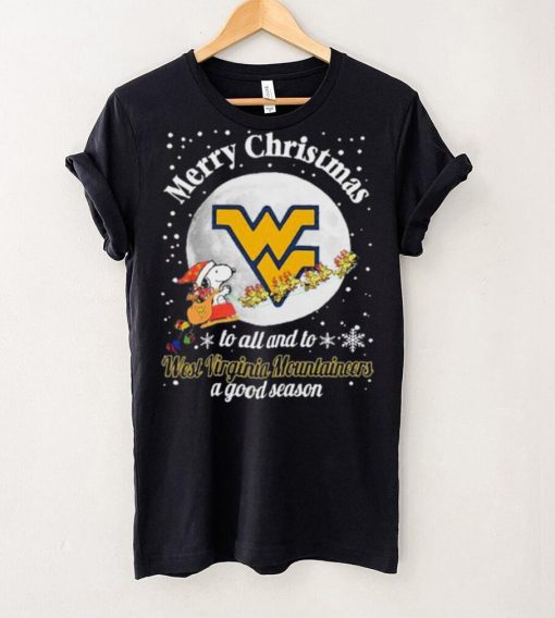 Peanuts Snoopy Merry Christmas To All And To All A West Virginia Mountaineers A Good Season Shirt