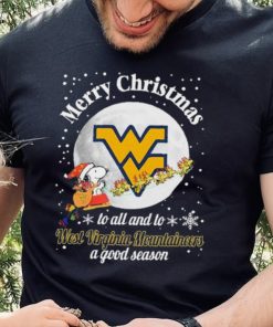 Peanuts Snoopy Merry Christmas To All And To All A West Virginia Mountaineers A Good Season Shirt