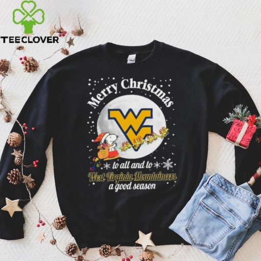 Peanuts Snoopy Merry Christmas To All And To All A West Virginia Mountaineers A Good Season Shirt