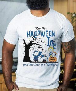 Peanuts Time For Halloween And The Love For Los Angeles Dodgers Logo 2023 T Shirt