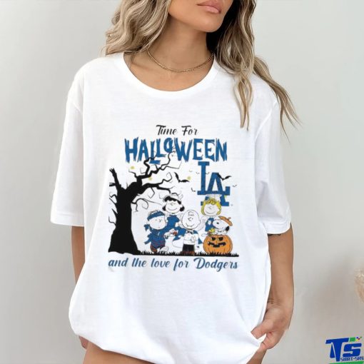 Peanuts Time For Halloween And The Love For Los Angeles Dodgers Logo 2023 T Shirt