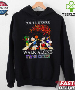 Peanuts Twin Cities sport teams you’ll never walk alone fall hoodie, sweater, longsleeve, shirt v-neck, t-shirt