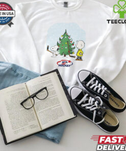 Peanuts X USA Hockey Christmas Morning Shirt festive holiday design featuring Peanuts characters and USA Hockey themes for Christmas morning