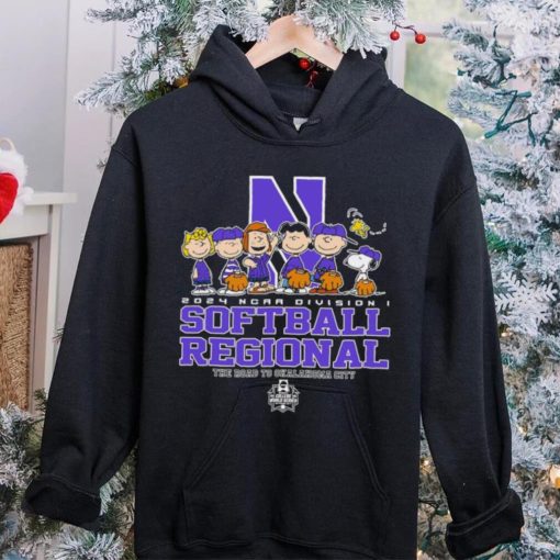 Peanuts characters 2024 NCAA division I softball regional Northwestern Wildcats logo hoodie, sweater, longsleeve, shirt v-neck, t-shirt