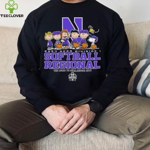 Peanuts characters 2024 NCAA division I softball regional Northwestern Wildcats logo hoodie, sweater, longsleeve, shirt v-neck, t-shirt