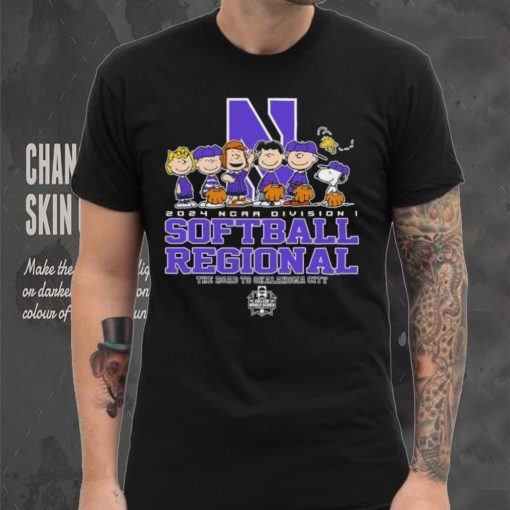 Peanuts characters 2024 NCAA division I softball regional Northwestern Wildcats logo hoodie, sweater, longsleeve, shirt v-neck, t-shirt