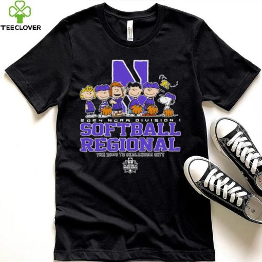 Peanuts characters 2024 NCAA division I softball regional Northwestern Wildcats logo hoodie, sweater, longsleeve, shirt v-neck, t-shirt