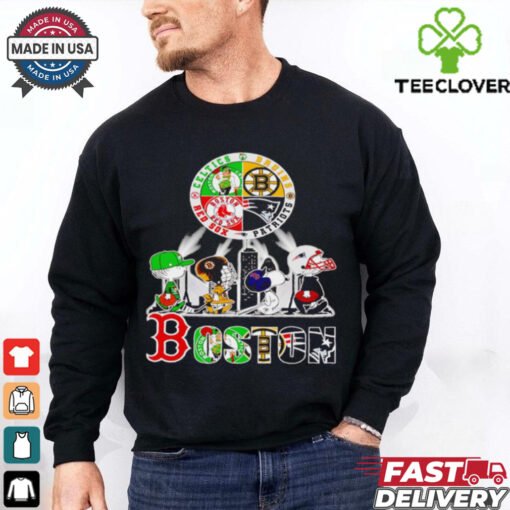 Peanuts characters Boston sports team Celtics Bruins Patriots Red Sox shirt