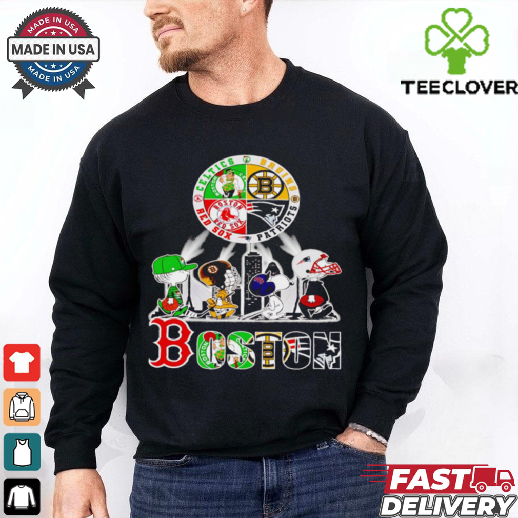 Peanuts characters Boston sports team Celtics Bruins Patriots Red Sox shirt Peanuts characters Boston sports team Celtics Bruins Patriots Red Sox shirt