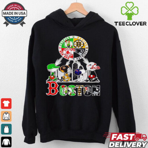 Peanuts characters Boston sports team Celtics Bruins Patriots Red Sox shirt