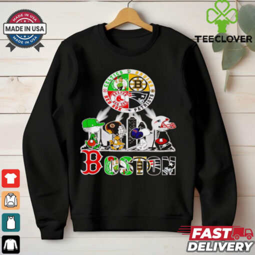 Peanuts characters Boston sports team Celtics Bruins Patriots Red Sox shirt
