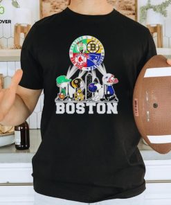 Peanuts characters Bruins Patriots Red Sox Celtics Boston skyline city shirt