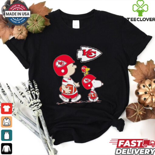 Peanuts characters Kansas City Chiefs football logo shirt