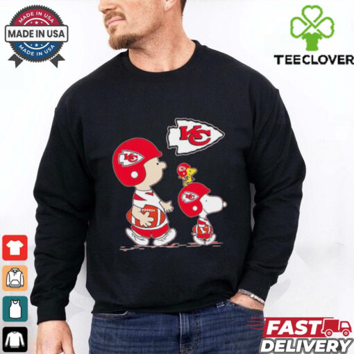 Peanuts characters Kansas City Chiefs football logo shirt