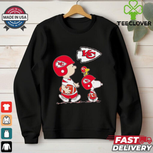Peanuts characters Kansas City Chiefs football logo shirt