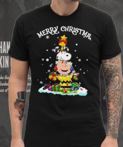 Peanuts characters Merry Christmas tree shirt