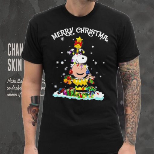 Peanuts characters Merry Christmas tree shirt