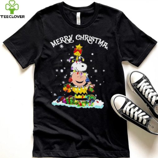 Peanuts characters Merry Christmas tree shirt