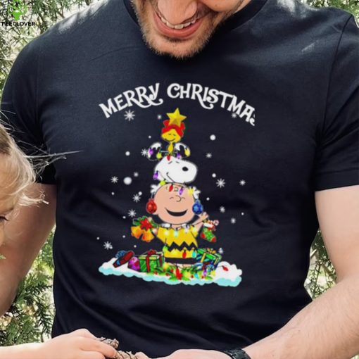 Peanuts characters Merry Christmas tree shirt