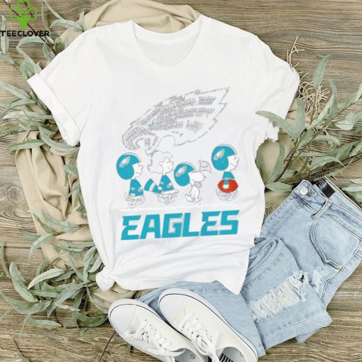 Peanuts characters walking Philadelphia Eagles big logo shirt