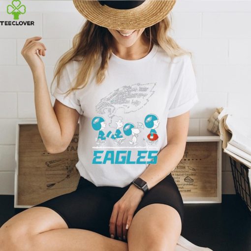 Peanuts characters walking Philadelphia Eagles big logo shirt