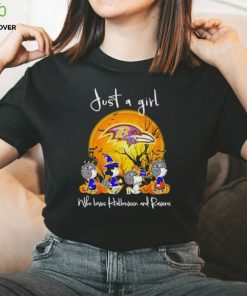 Peanuts just a girl who loves Halloween and Ravens hoodie, sweater, longsleeve, shirt v-neck, t-shirt