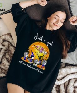 Peanuts just a girl who loves Halloween and Ravens hoodie, sweater, longsleeve, shirt v-neck, t-shirt