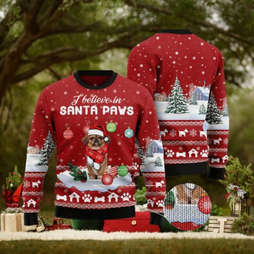 Pekingese I Believe In Santa Paws Ugly Christmas Sweater Gift Men Women
