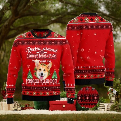 Pembroke Welsh Corgi Rockin’ All Over Printed 3D Ugly Christmas Sweater Christmas Gift For Men And Women
