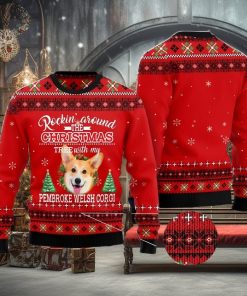 Pembroke Welsh Corgi Rockin’ All Over Printed 3D Ugly Christmas Sweater Christmas Gift For Men And Women