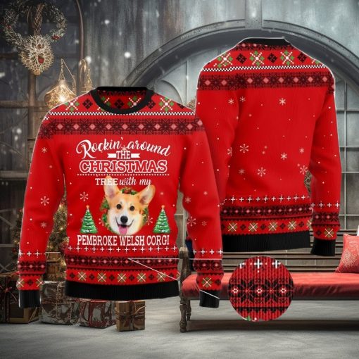 Pembroke Welsh Corgi Rockin’ All Over Printed 3D Ugly Christmas Sweater Christmas Gift For Men And Women