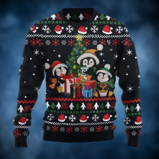 Penguin Christmas Tree And Gift Ugly Christmas Sweater