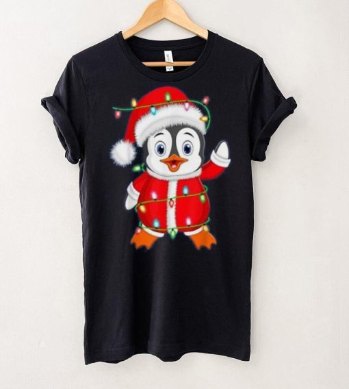 Penguin Lover Xmas Lighting Santa Penguin Christmas Shirt