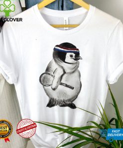 Penguin Playing Tennis With 1970’S Headband Wooden Racket T Shirt