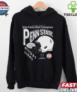Penn State Nittany Lions Football 2025 Vrbo Fiesta Bowl Champions T-shirt, featuring helmet design, unisex fit, Penn State football fan gear, Fiesta Bowl championship shirt.