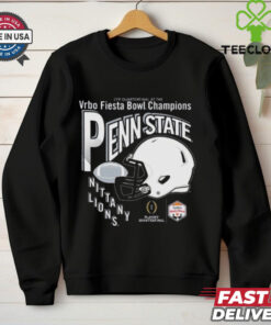 Penn State Nittany Lions Football 2025 Vrbo Fiesta Bowl Champions T-shirt, featuring helmet design, unisex fit, Penn State football fan gear, Fiesta Bowl championship shirt.