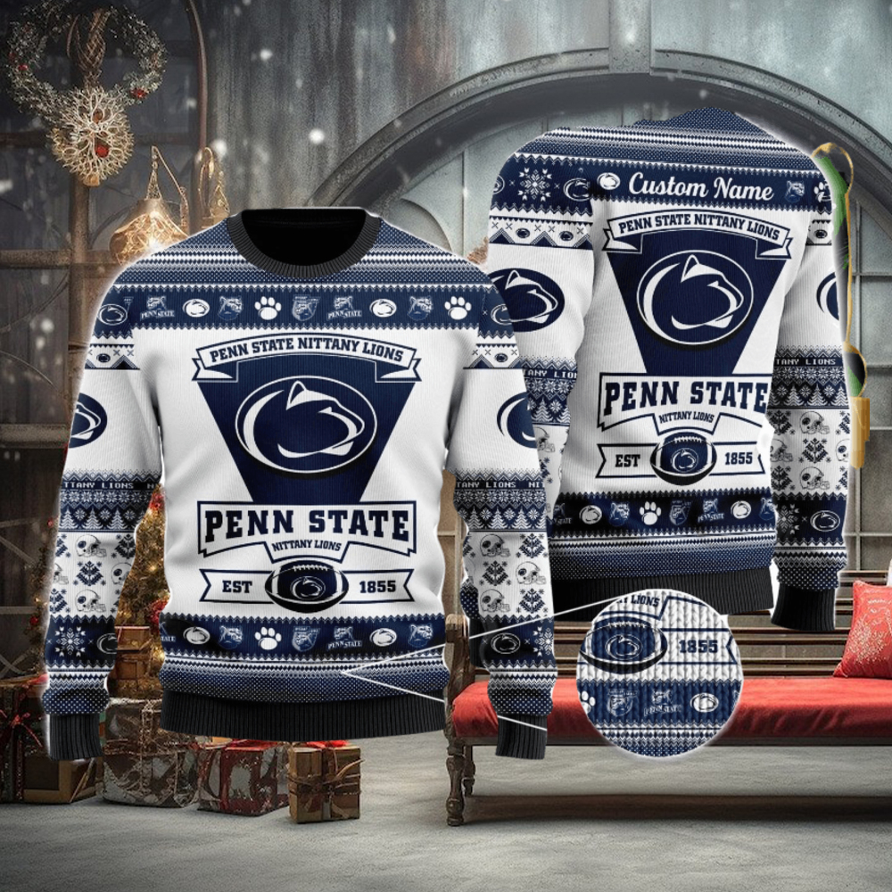 Penn State Nittany Lions Football Team Logo Personalized Ugly Christmas Sweater Christmas Gift For Big Fans Penn State Nittany Lions Football Team Logo Personalized Ugly Christmas Sweater Christmas Gift For Big Fans