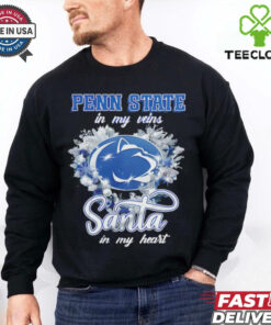 Penn State Nittany Lions in my veins Santa in my heart Christmas shirt
