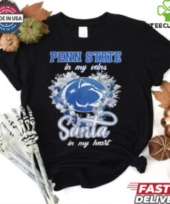 Penn State Nittany Lions in my veins Santa in my heart Christmas shirt