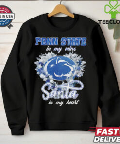 Penn State Nittany Lions in my veins Santa in my heart Christmas shirt