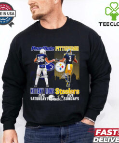 Penn State Nittany Lions on saturdays and Pittsburgh Steelers on Sundays city skyline  2D T shirt