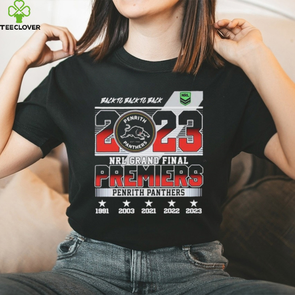 Penrith Panthers Back To Back To Back 2023 NRL Grand Final Premiers Shirt Penrith Panthers Back To Back To Back 2023 NRL Grand Final Premiers Shirt