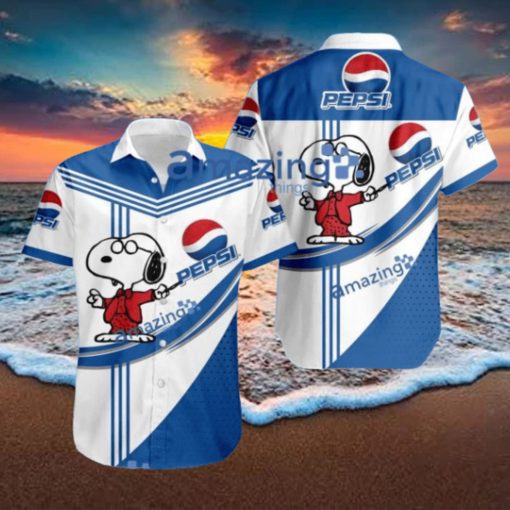 Pepsi Logo Snoopy Pattern Tropical Button Down Hawaiian Shirt