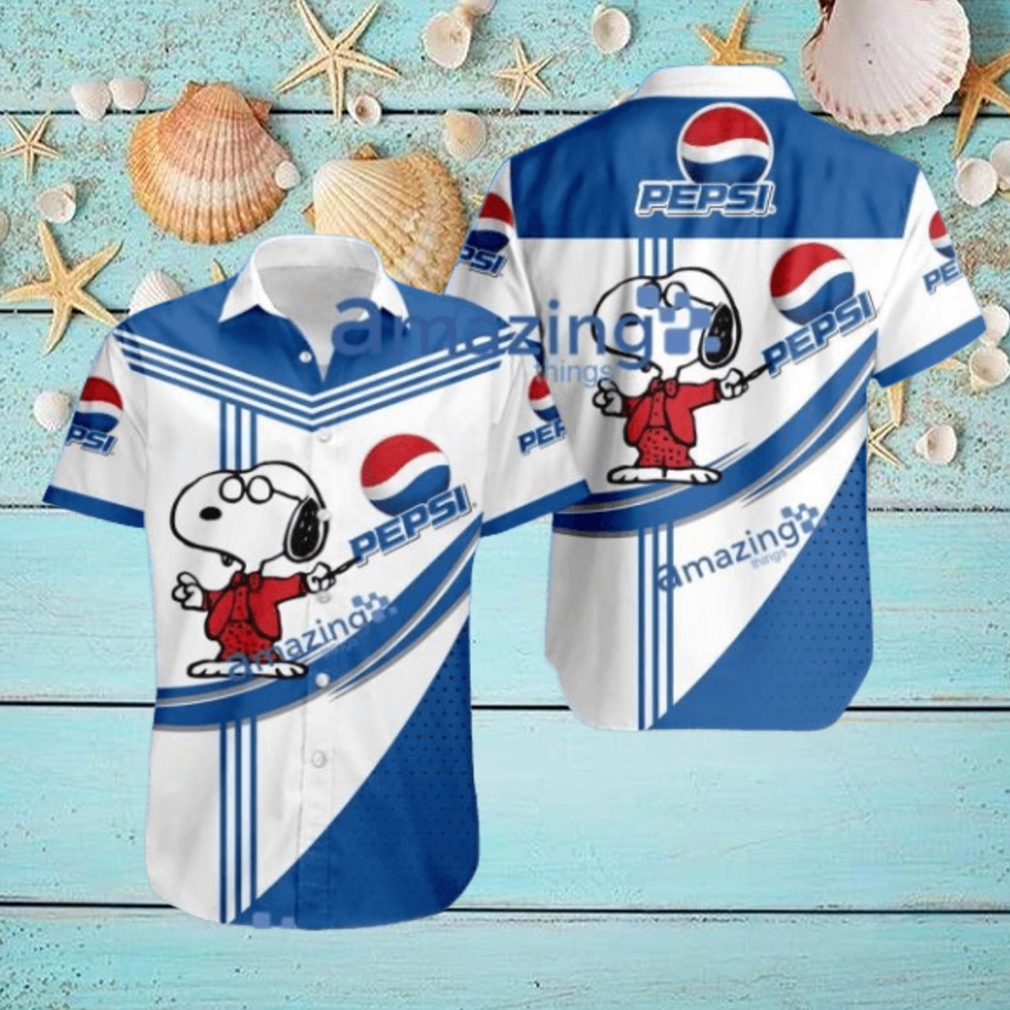 Pepsi Logo Snoopy Pattern Tropical Button Down Hawaiian Shirt Pepsi Logo Snoopy Pattern Tropical Button Down Hawaiian Shirt