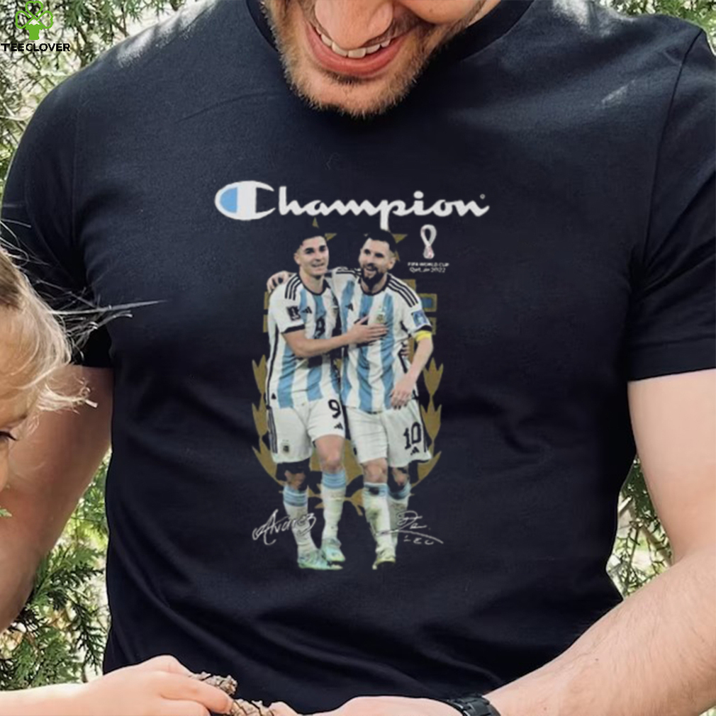Perfect Partnership Julian Alvarez’s vs Lionel Messi Fifa World Cup Champion shirt